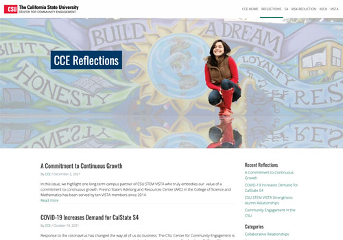 Screenshot of CCE Reflections website