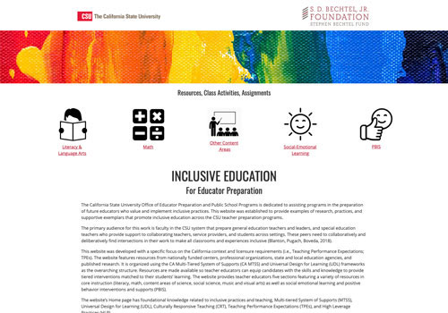 Screenshot of Inclusive Education website