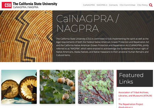 Screenshot of NAGPRA website