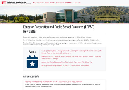 Screenshot of EPPSP Newsletter website